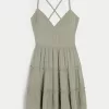 Open Back Tiered Mini Dress,Open Back Tiered Mini Dress