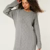 Oversized Cable-Knit Crew Sweater Dress,Oversized Cable-Knit Crew Sweater Dress