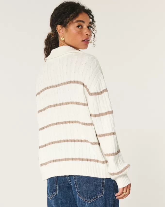 Oversized Cable-Knit Half-Zip Sweater,Oversized Cable-Knit Half-Zip Sweater Oversized Cable-Knit Half-Zip Sweater,Oversized Cable-Knit Half-Zip Sweater