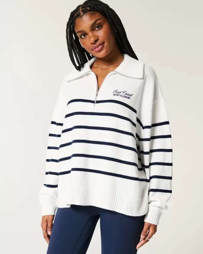 Oversized Half-Zip Graphic Sweater,Oversized Half-Zip Graphic Sweater Oversized Half-Zip Graphic Sweater,Oversized Half-Zip Graphic Sweater