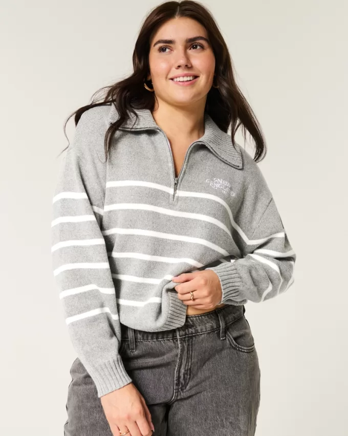 Oversized Half-Zip Graphic Sweater,Oversized Half-Zip Graphic Sweater Oversized Half-Zip Graphic Sweater,Oversized Half-Zip Graphic Sweater