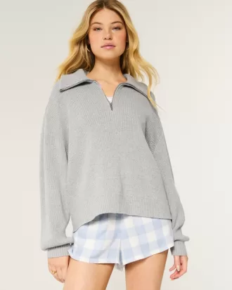 Oversized Half-Zip Sweater,Oversized Half-Zip Sweater Oversized Half-Zip Sweater,Oversized Half-Zip Sweater