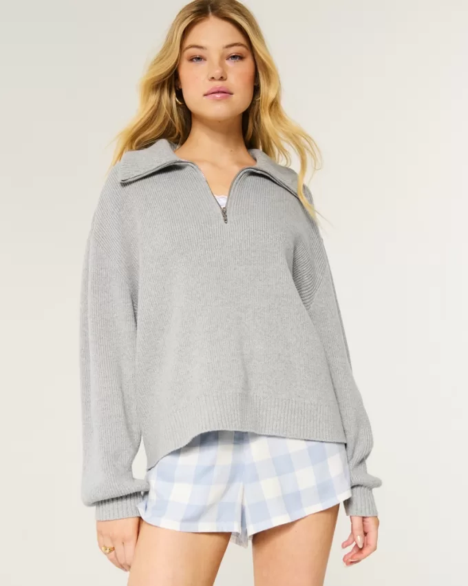 Oversized Half-Zip Sweater,Oversized Half-Zip Sweater Oversized Half-Zip Sweater,Oversized Half-Zip Sweater