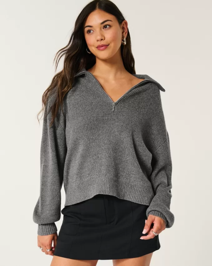 Oversized Half-Zip Sweater,Oversized Half-Zip Sweater Oversized Half-Zip Sweater,Oversized Half-Zip Sweater
