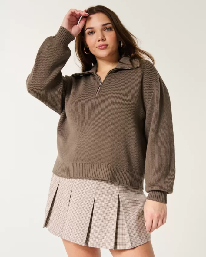 Oversized Half-Zip Sweater,Oversized Half-Zip Sweater Oversized Half-Zip Sweater,Oversized Half-Zip Sweater
