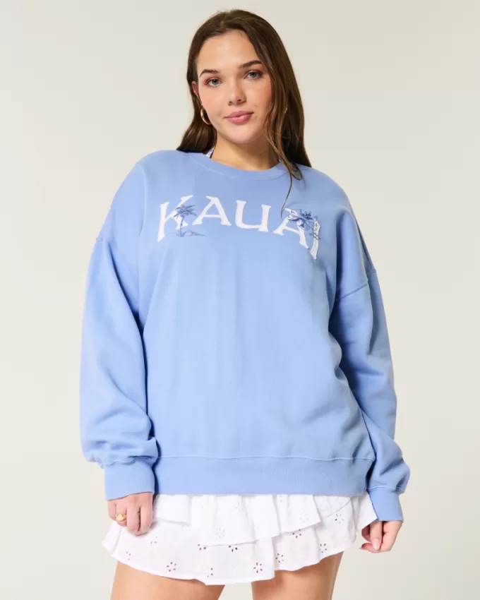 Oversized Kauai Graphic Crew Sweatshirt,Oversized Kauai Graphic Crew Sweatshirt Oversized Kauai Graphic Crew Sweatshirt,Oversized Kauai Graphic Crew Sweatshirt