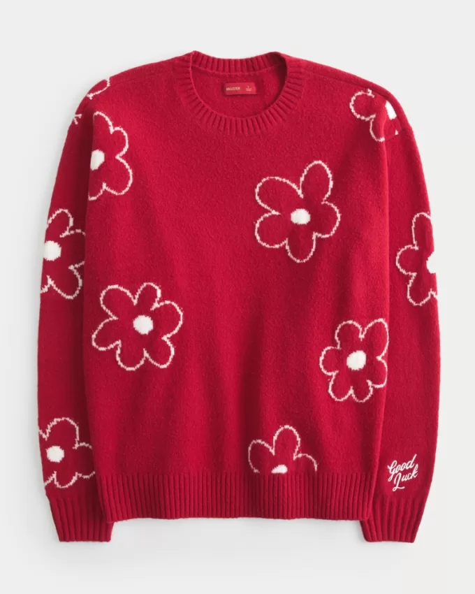 Oversized Lunar New Year Graphic Crew Sweater,Oversized Lunar New Year Graphic Crew Sweater Oversized Lunar New Year Graphic Crew Sweater,Oversized Lunar New Year Graphic Crew Sweater