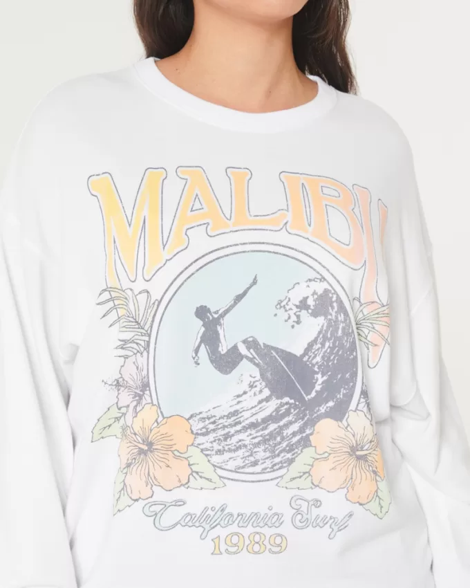 Oversized Malibu California Graphic Terry Sweatshirt,Oversized Malibu California Graphic Terry Sweatshirt Oversized Malibu California Graphic Terry Sweatshirt,Oversized Malibu California Graphic Terry Sweatshirt