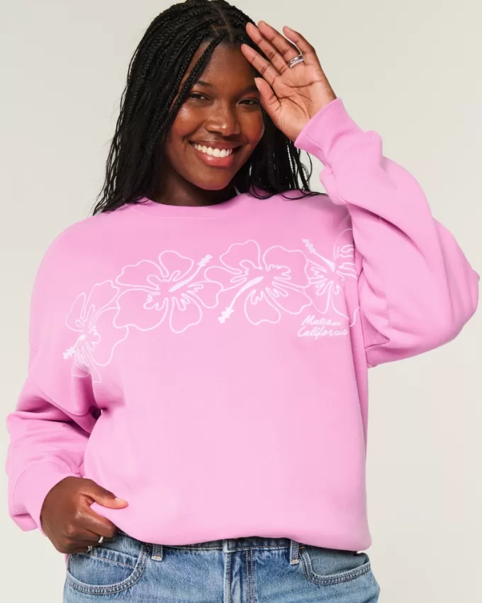 Oversized Malibu Graphic Crew Sweatshirt,Oversized Malibu Graphic Crew Sweatshirt Oversized Malibu Graphic Crew Sweatshirt,Oversized Malibu Graphic Crew Sweatshirt