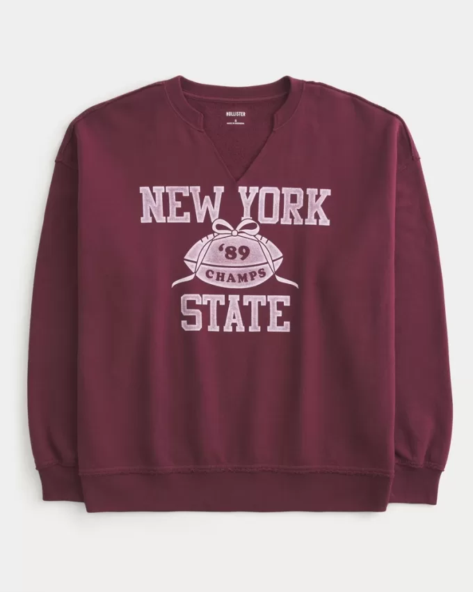 Oversized New York Graphic Notch-Neck Sweatshirt,Oversized New York Graphic Notch-Neck Sweatshirt Oversized New York Graphic Notch-Neck Sweatshirt,Oversized New York Graphic Notch-Neck Sweatshirt