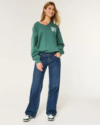 Oversized Notch-Neck Go Team Graphic Sweatshirt,Oversized Notch-Neck Go Team Graphic Sweatshirt Oversized Notch-Neck Go Team Graphic Sweatshirt,Oversized Notch-Neck Go Team Graphic Sweatshirt