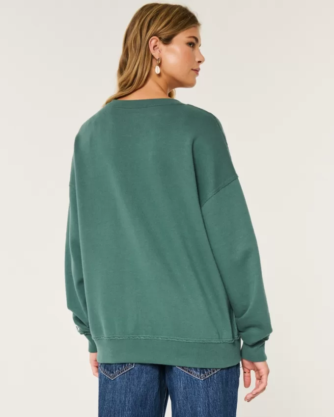 Oversized Notch-Neck Go Team Graphic Sweatshirt,Oversized Notch-Neck Go Team Graphic Sweatshirt Oversized Notch-Neck Go Team Graphic Sweatshirt,Oversized Notch-Neck Go Team Graphic Sweatshirt