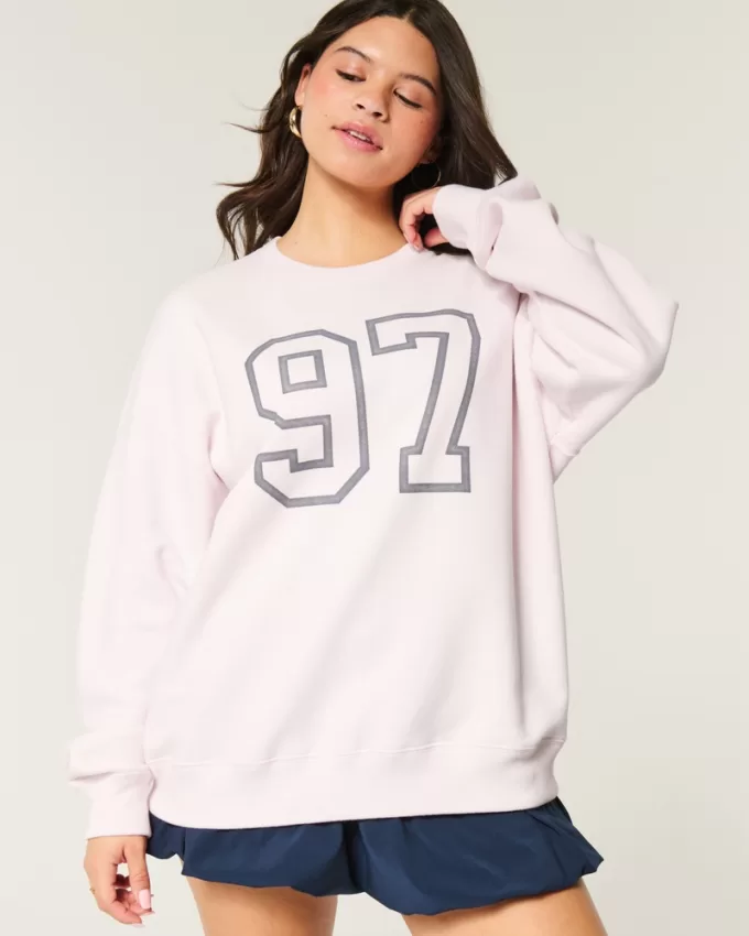 Oversized Number Graphic Crew Sweatshirt,Oversized Number Graphic Crew Sweatshirt Oversized Number Graphic Crew Sweatshirt,Oversized Number Graphic Crew Sweatshirt