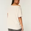 Oversized Off-the-Shoulder Miami Racing Graphic Tee,Oversized Off-the-Shoulder Miami Racing Graphic Tee