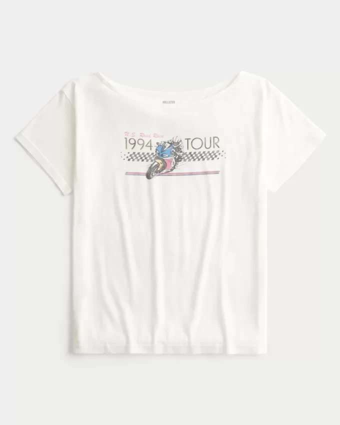 Oversized Off-the-Shoulder Motorcycle Racing Graphic Tee,Oversized Off-the-Shoulder Motorcycle Racing Graphic Tee Oversized Off-the-Shoulder Motorcycle Racing Graphic Tee,Oversized Off-the-Shoulder Motorcycle Racing Graphic Tee