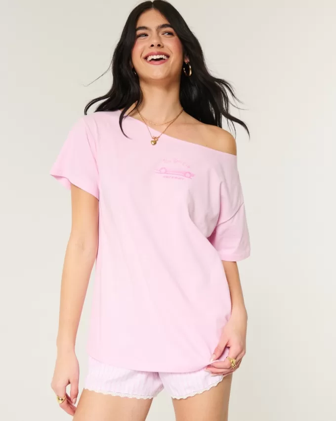 Oversized Off-the-Shoulder New York Raceway Graphic Tee,Oversized Off-the-Shoulder New York Raceway Graphic Tee Oversized Off-the-Shoulder New York Raceway Graphic Tee,Oversized Off-the-Shoulder New York Raceway Graphic Tee
