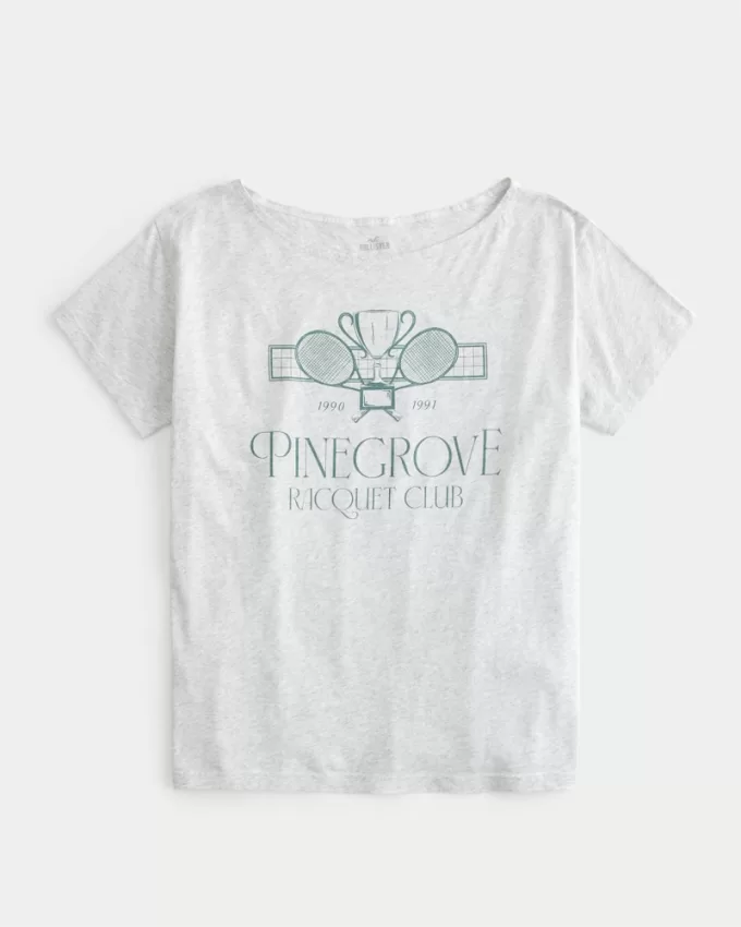 Oversized Off-the-Shoulder Pinegrove Racquet Club Graphic Tee,Oversized Off-the-Shoulder Pinegrove Racquet Club Graphic Tee Oversized Off-the-Shoulder Pinegrove Racquet Club Graphic Tee,Oversized Off-the-Shoulder Pinegrove Racquet Club Graphic Tee