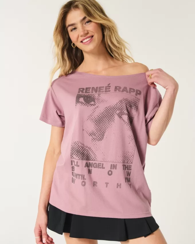 Oversized Off-the-Shoulder Reneé Rapp Graphic Tee,Oversized Off-the-Shoulder Reneé Rapp Graphic Tee Oversized Off-the-Shoulder Reneé Rapp Graphic Tee,Oversized Off-the-Shoulder Reneé Rapp Graphic Tee