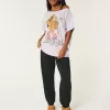 Oversized Off-the-Shoulder Scooby-Doo Graphic Tee,Oversized Off-the-Shoulder Scooby-Doo Graphic Tee