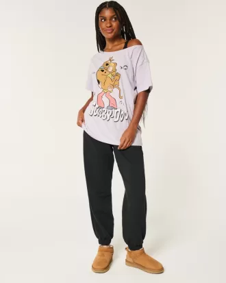 Oversized Off-the-Shoulder Scooby-Doo Graphic Tee,Oversized Off-the-Shoulder Scooby-Doo Graphic Tee Oversized Off-the-Shoulder Scooby-Doo Graphic Tee,Oversized Off-the-Shoulder Scooby-Doo Graphic Tee
