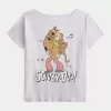 Oversized Off-the-Shoulder Scooby-Doo Graphic Tee,Oversized Off-the-Shoulder Scooby-Doo Graphic Tee