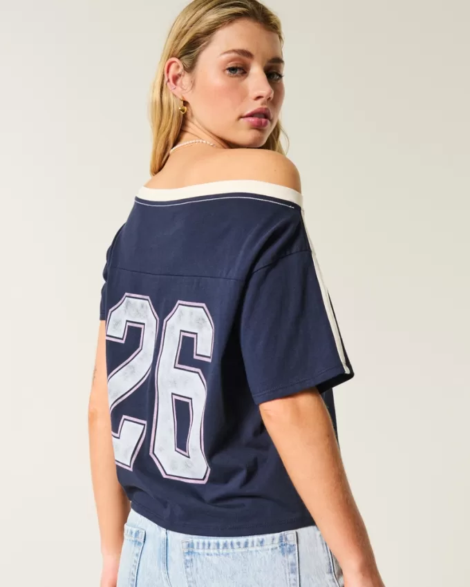 Oversized Off-the-Shoulder Varsity Graphic Tee,Oversized Off-the-Shoulder Varsity Graphic Tee Oversized Off-the-Shoulder Varsity Graphic Tee,Oversized Off-the-Shoulder Varsity Graphic Tee