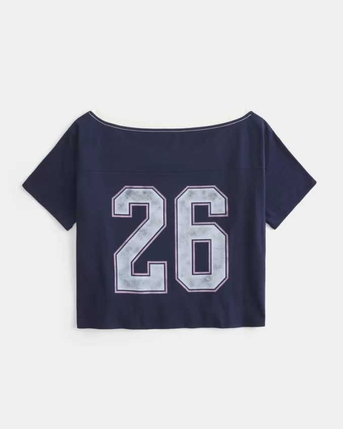 Oversized Off-the-Shoulder Varsity Graphic Tee,Oversized Off-the-Shoulder Varsity Graphic Tee Oversized Off-the-Shoulder Varsity Graphic Tee,Oversized Off-the-Shoulder Varsity Graphic Tee