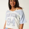 Oversized Off-the-Shoulder Varsity San Diego Graphic Tee,Oversized Off-the-Shoulder Varsity San Diego Graphic Tee