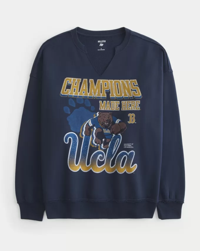 Oversized UCLA Graphic Notch-Neck Sweatshirt,Oversized UCLA Graphic Notch-Neck Sweatshirt Oversized UCLA Graphic Notch-Neck Sweatshirt,Oversized UCLA Graphic Notch-Neck Sweatshirt