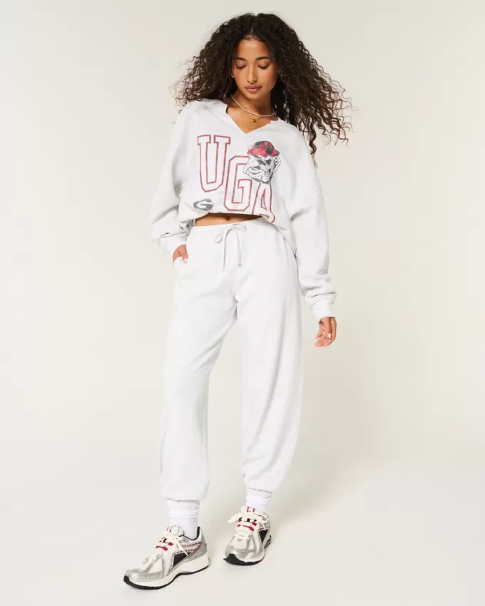 Oversized UGA Dawgs Graphic Notch-Neck Sweatshirt,Oversized UGA Dawgs Graphic Notch-Neck Sweatshirt Oversized UGA Dawgs Graphic Notch-Neck Sweatshirt,Oversized UGA Dawgs Graphic Notch-Neck Sweatshirt