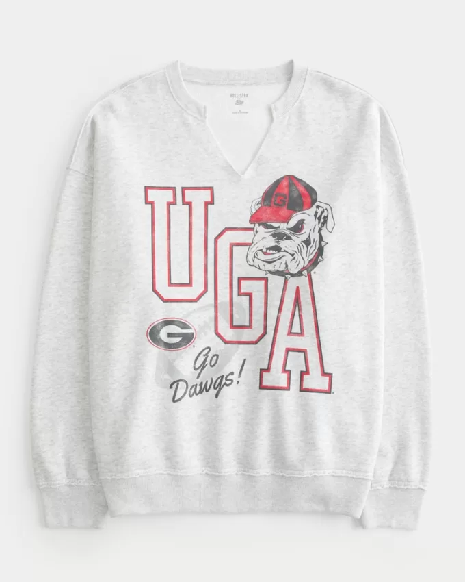 Oversized UGA Dawgs Graphic Notch-Neck Sweatshirt,Oversized UGA Dawgs Graphic Notch-Neck Sweatshirt Oversized UGA Dawgs Graphic Notch-Neck Sweatshirt,Oversized UGA Dawgs Graphic Notch-Neck Sweatshirt