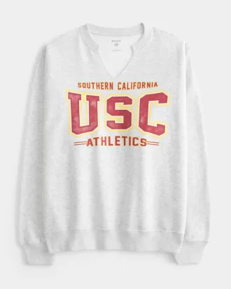 Oversized USC Graphic Notch-Neck Sweatshirt,Oversized USC Graphic Notch-Neck Sweatshirt Oversized USC Graphic Notch-Neck Sweatshirt,Oversized USC Graphic Notch-Neck Sweatshirt