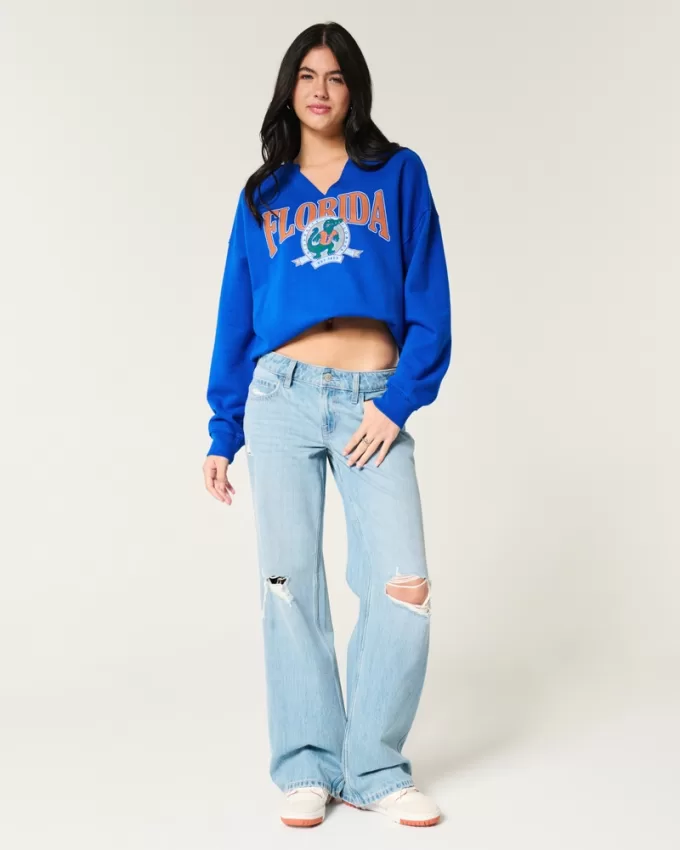 Oversized University of Florida Graphic Notch-Neck Sweatshirt,Oversized University of Florida Graphic Notch-Neck Sweatshirt Oversized University of Florida Graphic Notch-Neck Sweatshirt,Oversized University of Florida Graphic Notch-Neck Sweatshirt