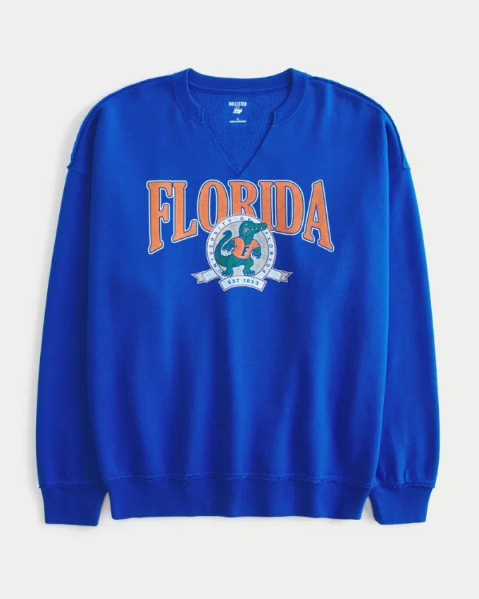 Oversized University of Florida Graphic Notch-Neck Sweatshirt,Oversized University of Florida Graphic Notch-Neck Sweatshirt Oversized University of Florida Graphic Notch-Neck Sweatshirt,Oversized University of Florida Graphic Notch-Neck Sweatshirt