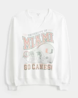 Oversized University of Miami Graphic Notch-Neck Sweatshirt,Oversized University of Miami Graphic Notch-Neck Sweatshirt Oversized University of Miami Graphic Notch-Neck Sweatshirt,Oversized University of Miami Graphic Notch-Neck Sweatshirt