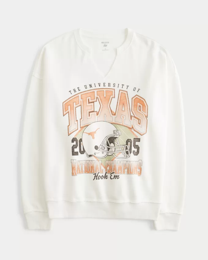 Oversized University of Texas Graphic Notch-Neck Sweatshirt,Oversized University of Texas Graphic Notch-Neck Sweatshirt Oversized University of Texas Graphic Notch-Neck Sweatshirt,Oversized University of Texas Graphic Notch-Neck Sweatshirt