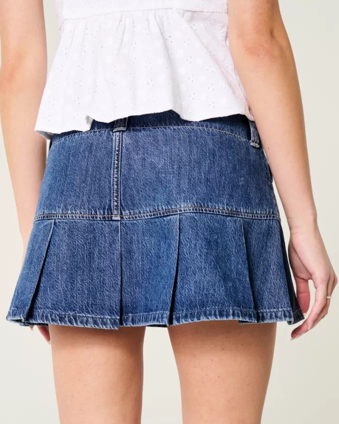 Pleated Denim Mini Skort,Pleated Denim Mini Skort Pleated Denim Mini Skort,Pleated Denim Mini Skort