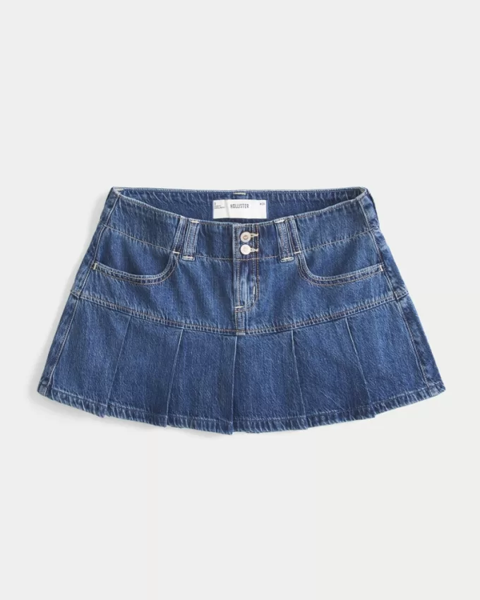 Pleated Denim Mini Skort,Pleated Denim Mini Skort Pleated Denim Mini Skort,Pleated Denim Mini Skort