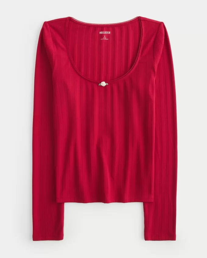 Pointelle Seamless Fabric Scoop Top,Pointelle Seamless Fabric Scoop Top Pointelle Seamless Fabric Scoop Top,Pointelle Seamless Fabric Scoop Top