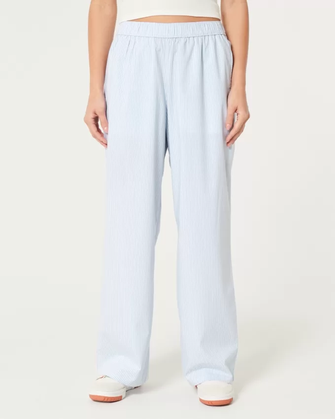Poplin Wide-Leg Sleep Pants,Poplin Wide-Leg Sleep Pants Poplin Wide-Leg Sleep Pants,Poplin Wide-Leg Sleep Pants