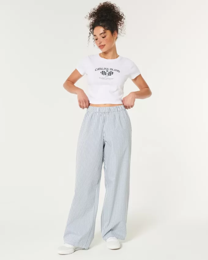 Poplin Wide-Leg Sleep Pants,Poplin Wide-Leg Sleep Pants Poplin Wide-Leg Sleep Pants,Poplin Wide-Leg Sleep Pants