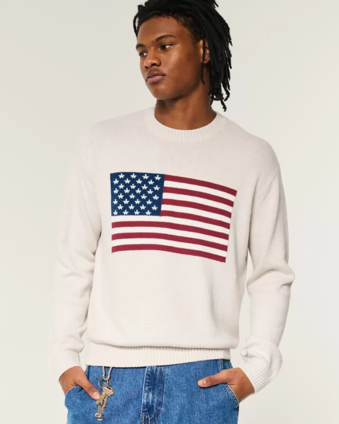 Relaxed American Flag Graphic Crew Sweater,Relaxed American Flag Graphic Crew Sweater Relaxed American Flag Graphic Crew Sweater,Relaxed American Flag Graphic Crew Sweater