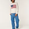 Relaxed American Flag Graphic Crew Sweater,Relaxed American Flag Graphic Crew Sweater Relaxed American Flag Graphic Crew Sweater,Relaxed American Flag Graphic Crew Sweater