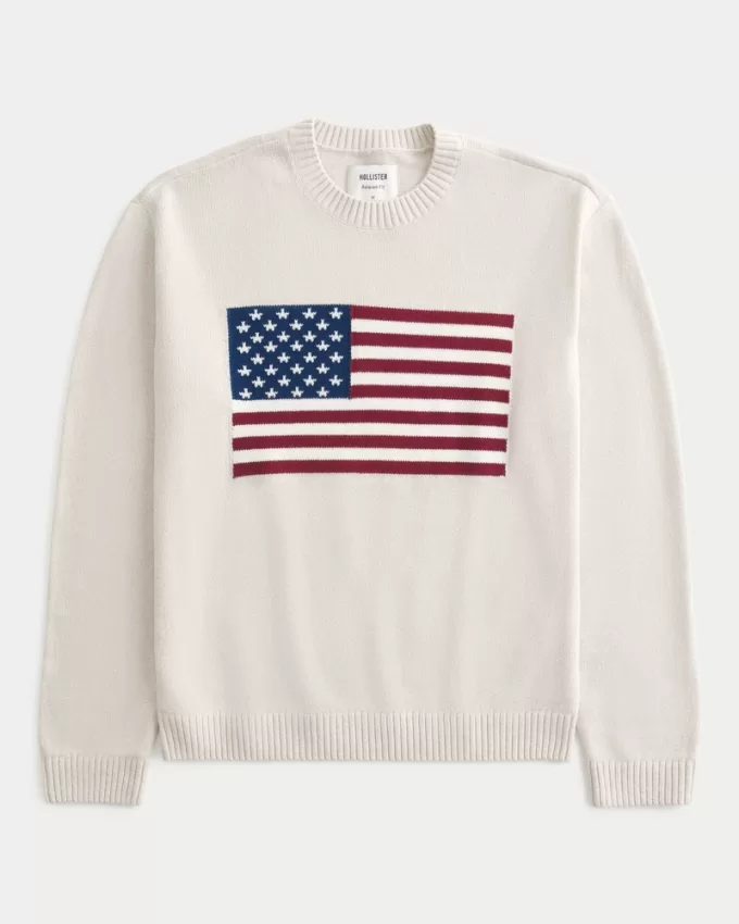 Relaxed American Flag Graphic Crew Sweater,Relaxed American Flag Graphic Crew Sweater Relaxed American Flag Graphic Crew Sweater,Relaxed American Flag Graphic Crew Sweater