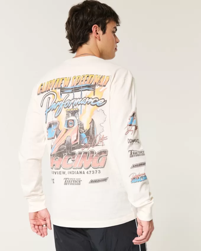 Relaxed Long-Sleeve Fairview Speedway Graphic Tee,Relaxed Long-Sleeve Fairview Speedway Graphic Tee