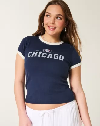 Ribbed Chicago Graphic Baby Tee,Ribbed Chicago Graphic Baby Tee