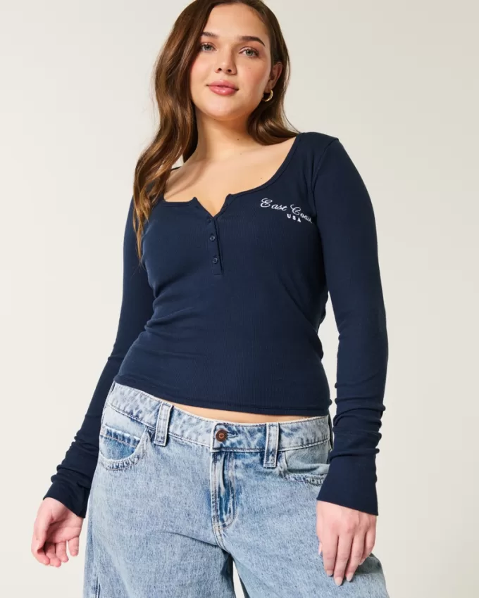 Ribbed East Coast Graphic Henley,Ribbed East Coast Graphic Henley Ribbed East Coast Graphic Henley,Ribbed East Coast Graphic Henley