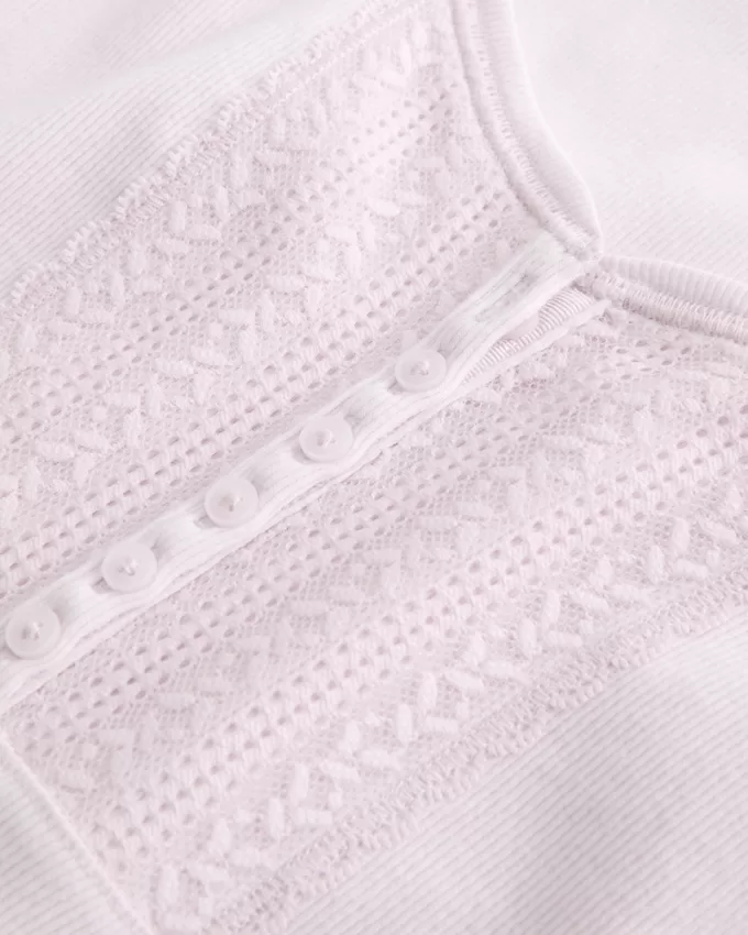 Ribbed Lace Placket Scoop Henley,Ribbed Lace Placket Scoop Henley Ribbed Lace Placket Scoop Henley,Ribbed Lace Placket Scoop Henley