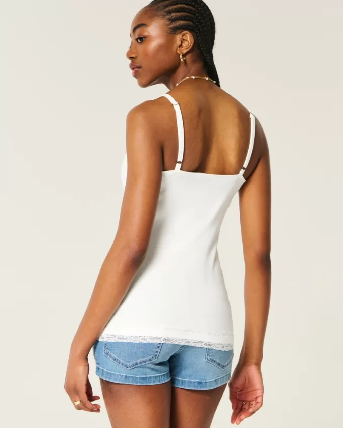 Ribbed Lace Trim Cami,Ribbed Lace Trim Cami Ribbed Lace Trim Cami,Ribbed Lace Trim Cami