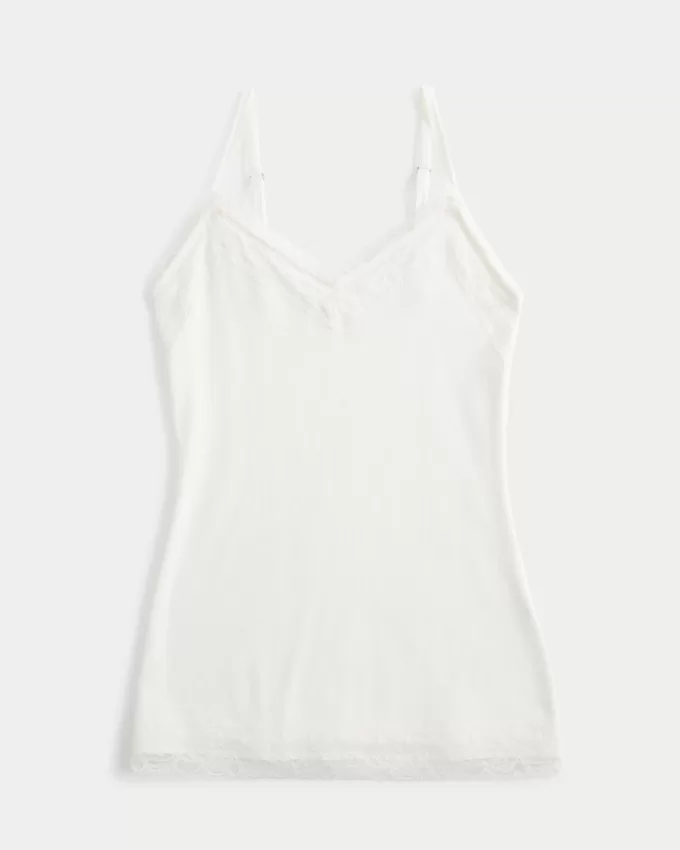 Ribbed Lace Trim Cami,Ribbed Lace Trim Cami Ribbed Lace Trim Cami,Ribbed Lace Trim Cami